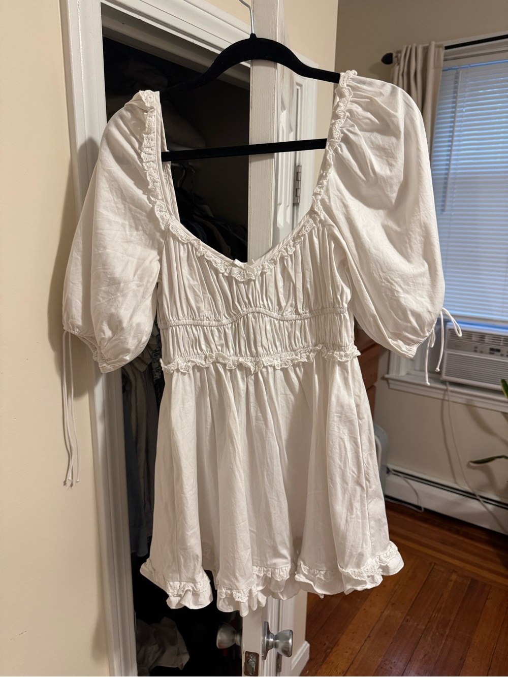 For Love & Lemons White Puff Sleeve Mini Dress